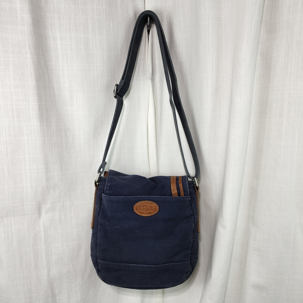 Fossil Navy and Brown Men's Messenger Bag - Picture 2 of 9